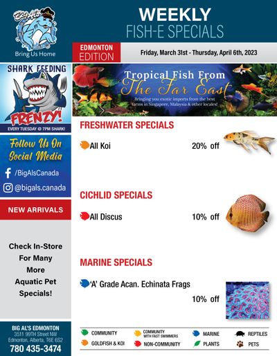 Big Al's (Edmonton) Weekly Specials March 31 to April 6
