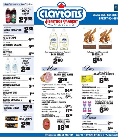 Claytons Heritage Market Flyer March 31 to April 6