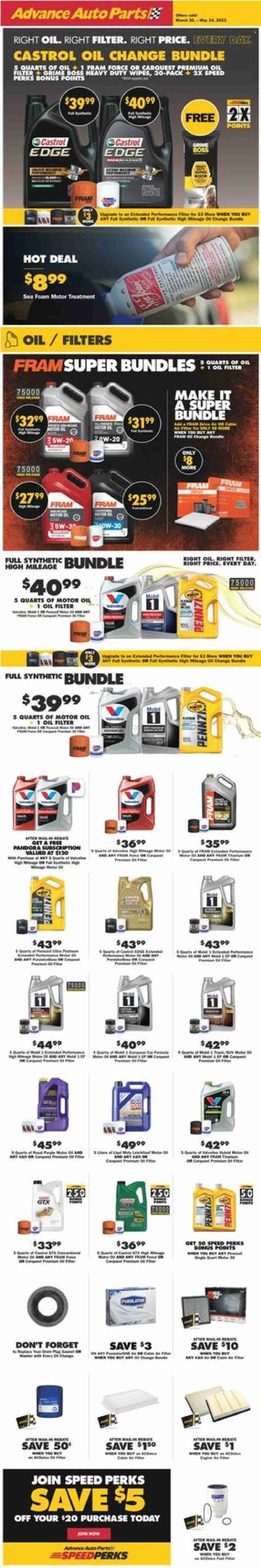Advance Auto Parts Weekly Ad Flyer Specials March 30 to May 24, 2023