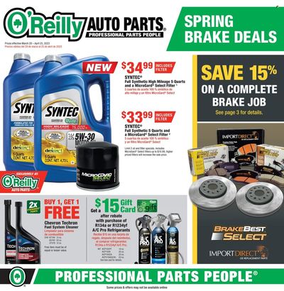 O'Reilly Auto Parts Weekly Ad Flyer Specials March 29 to April 25, 2023