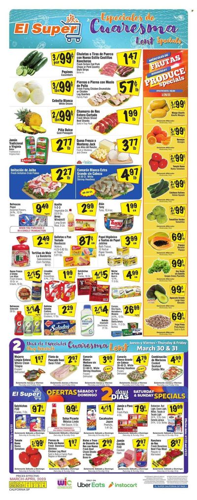 El Super (CA) Weekly Ad Flyer Specials March 29 to April 4, 2023