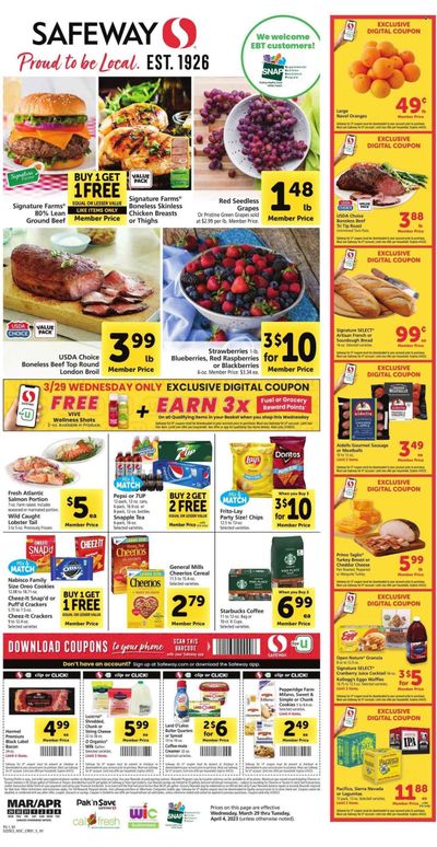 Safeway (CA) Weekly Ad Flyer Specials March 29 to April 4, 2023