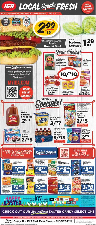 IGA (IL) Weekly Ad Flyer Specials March 29 to April 4, 2023