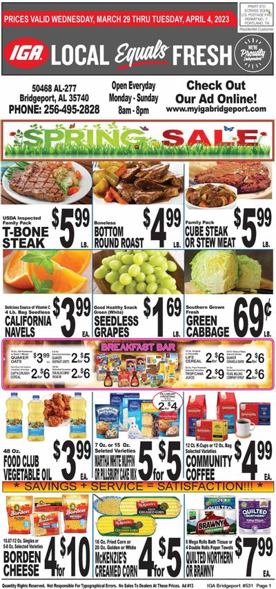IGA (50) Weekly Ad Flyer Specials March 29 to April 4, 2023