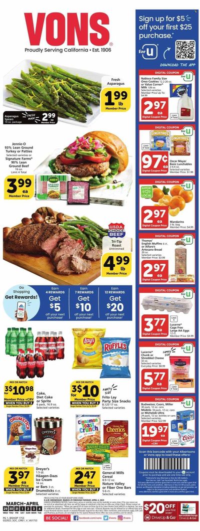 Vons (CA) Weekly Ad Flyer Specials March 29 to April 4, 2023