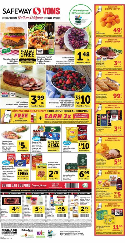 Vons (CA) Weekly Ad Flyer Specials March 29 to April 4, 2023