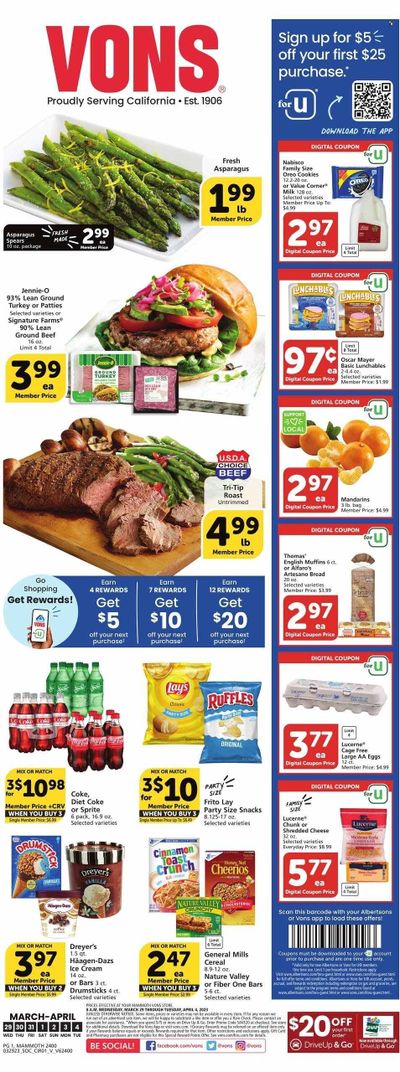 Vons (CA) Weekly Ad Flyer Specials March 29 to April 4, 2023