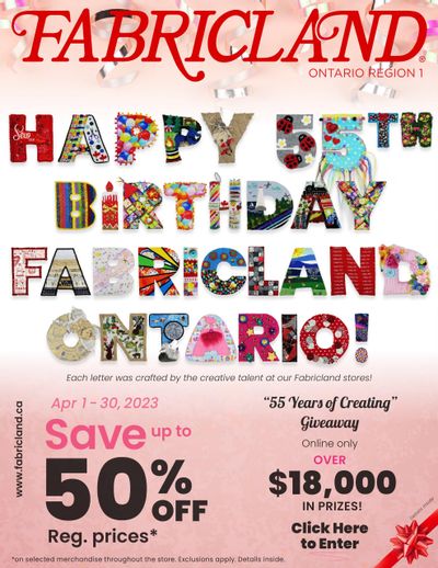 Fabricland (ON) Flyer April 1 to 30
