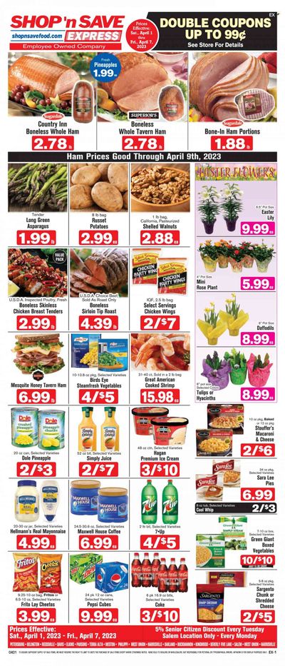 Shop ‘n Save Express (MD, PA, WV) Weekly Ad Flyer Specials April 1 to April 7, 2023