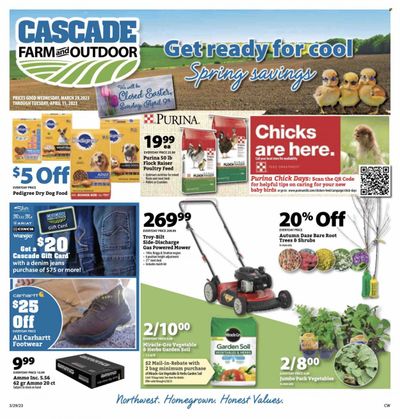Cascade Farm And Outdoor (OR, WA) Weekly Ad Flyer Specials March 29 to April 11, 2023