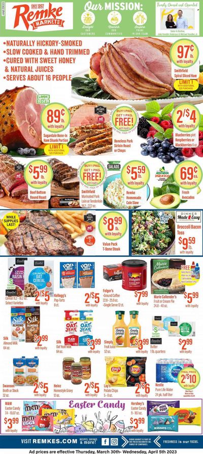 Remke (KY) Weekly Ad Flyer Specials March 30 to April 5, 2023