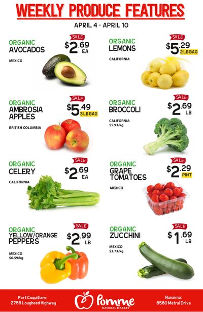 Pomme Natural Market Weekly Produce Flyer April 4 to 10