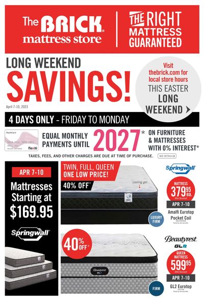 The Brick Mattress Store Flyer April 4 to 19