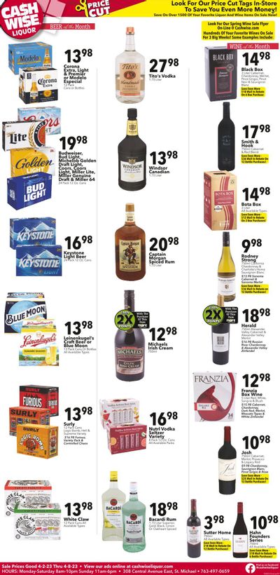 Cash Wise Liquor Only (MN) Weekly Ad Flyer Specials April 2 to April 8, 2023