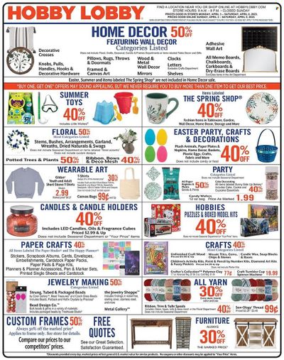 Hobby Lobby Weekly Ad Flyer Specials April 2 to April 8, 2023