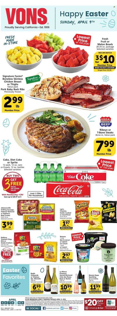 Vons (CA) Weekly Ad Flyer Specials April 5 to April 11, 2023
