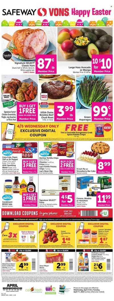 Vons (CA) Weekly Ad Flyer Specials April 5 to April 11, 2023