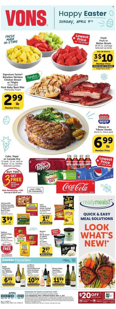 Vons (CA) Weekly Ad Flyer Specials April 5 to April 11, 2023