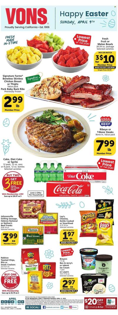 Vons (CA) Weekly Ad Flyer Specials April 5 to April 11, 2023