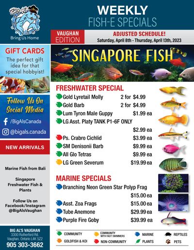 Big Al's (Vaughan) Weekly Specials April 8 to 13