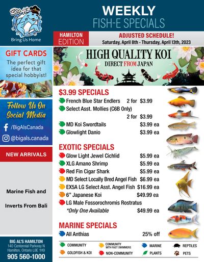Big Al's (Hamilton) Weekly Specials April 8 to 13