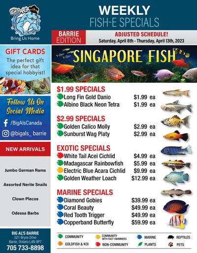 Big Al's (Barrie) Weekly Specials April 8 to 13