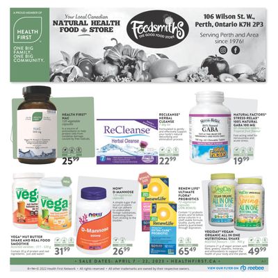 Foodsmiths Health First Flyer April 7 to 22