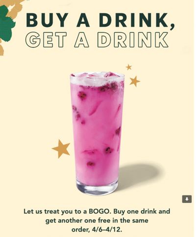 Starbucks Rewards Canada Promotions: Buy a Drink, Get a FREE Drink