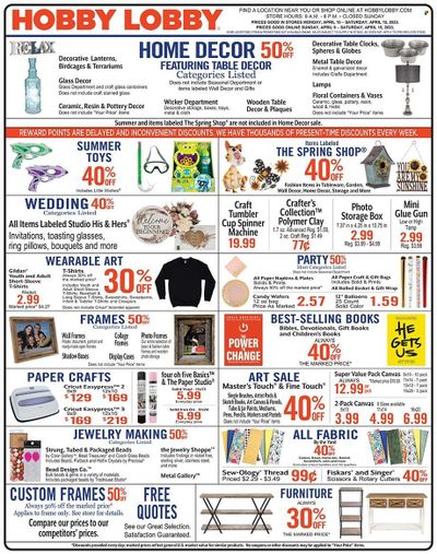 Hobby Lobby Weekly Ad Flyer Specials April 9 to April 15, 2023