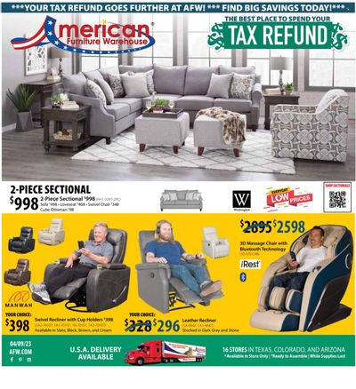 American Furniture Warehouse (AZ, CO, TX) Weekly Ad Flyer Specials April 9 to May 2, 2023