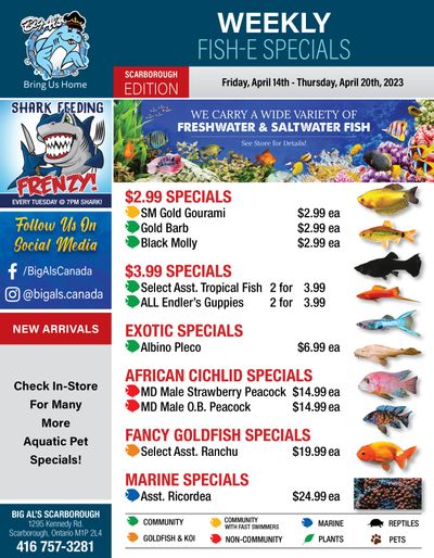 Big Al's (Scarborough) Weekly Specials April 14 to 20