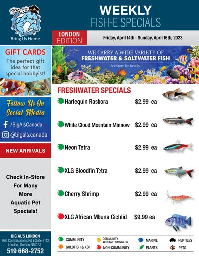 Big Al's (London) Weekend Specials April 14 to 16