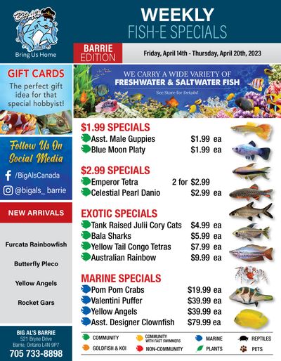 Big Al's (Barrie) Weekly Specials April 14 to 20