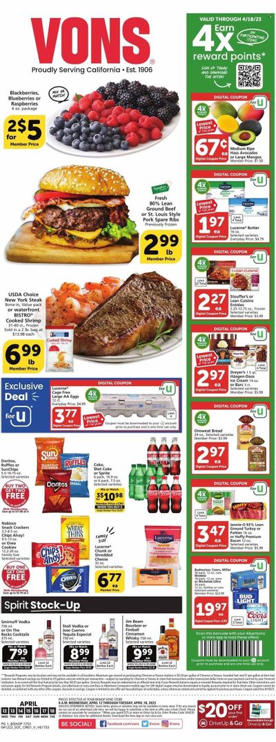 Vons (CA) Weekly Ad Flyer Specials April 12 to April 18, 2023 Vons (CA) Weekly Ad Flyer Specials April 12 to April 18, 2023