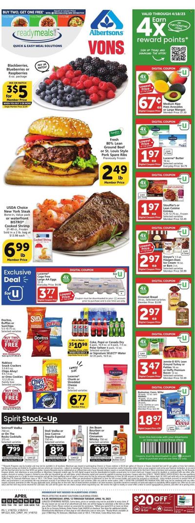 Vons (CA) Weekly Ad Flyer Specials April 12 to April 18, 2023