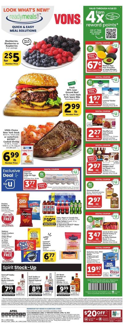 Vons (CA) Weekly Ad Flyer Specials April 12 to April 18, 2023