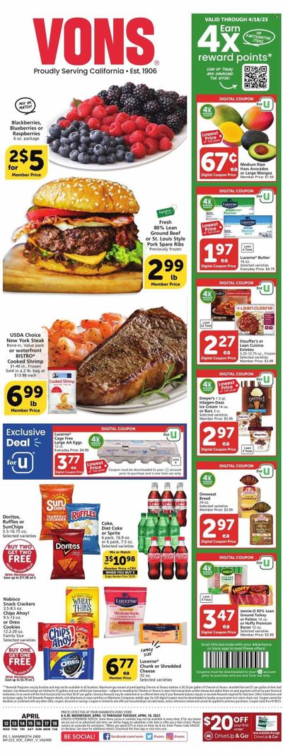 Vons (CA) Weekly Ad Flyer Specials April 12 to April 18, 2023