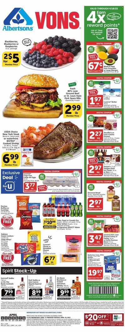 Vons (CA) Weekly Ad Flyer Specials April 12 to April 18, 2023