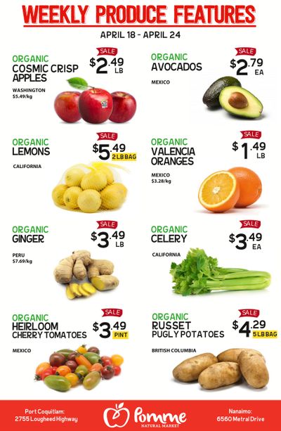 Pomme Natural Market Weekly Produce Flyer April 18 to 24