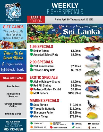 Big Al's (Barrie) Weekly Specials April 21 to 27