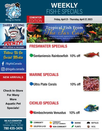 Big Al's (Edmonton) Weekly Specials April 21 to 27