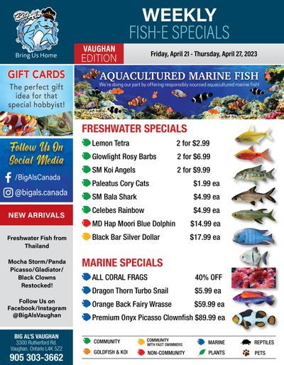 Big Al's (Vaughan) Weekly Specials April 21 to 27