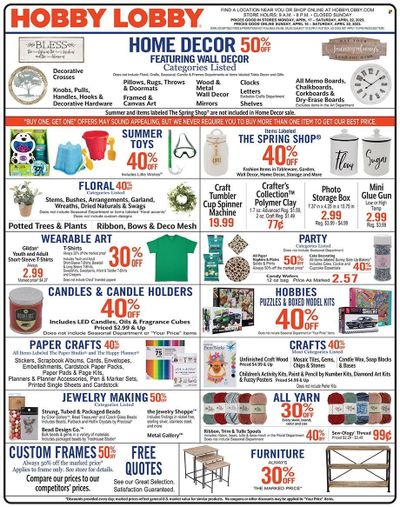 Hobby Lobby Weekly Ad Flyer Specials April 16 to April 22, 2023