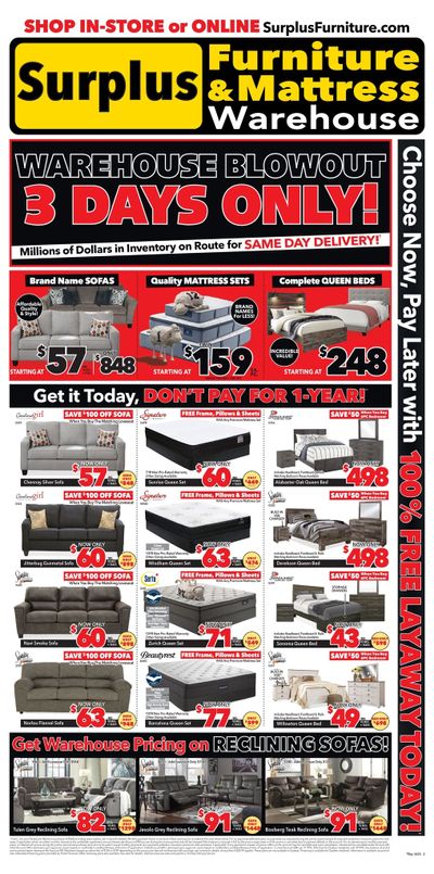 Surplus Furniture & Mattress Warehouse (Thunder Bay) Flyer April 24 to 30