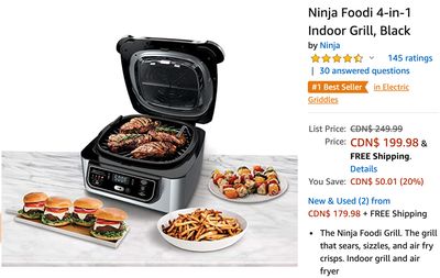 Amazon Canada Deals: Save 20% on Ninja Foodi 4-in-1 Indoor Grill + KitchenAid Artisan Mini Stand Mixer for + More Offers