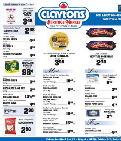 Claytons Heritage Market Flyer April 28 to May 4