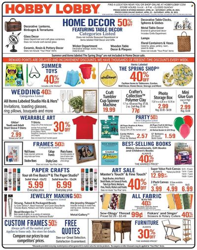 Hobby Lobby Weekly Ad Flyer Specials April 23 to April 29, 2023