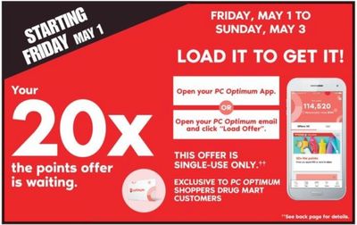 Shoppers Drug Mart Canada Offers: Get 20X The Points With Your Loadable Offer + 3 Day Sale