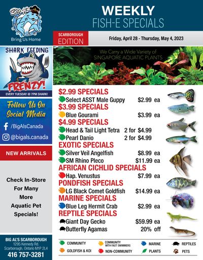 Big Al's (Scarborough) Weekly Specials April 28 to May 4