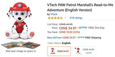Amazon Canada Deals: Save 22% on VTech PAW Patrol Marshall’s Read-to-Me Adventure + 33% on Bluetooth Headset + More Deals